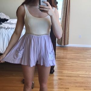BEAUTIFUL Purple and cream romper